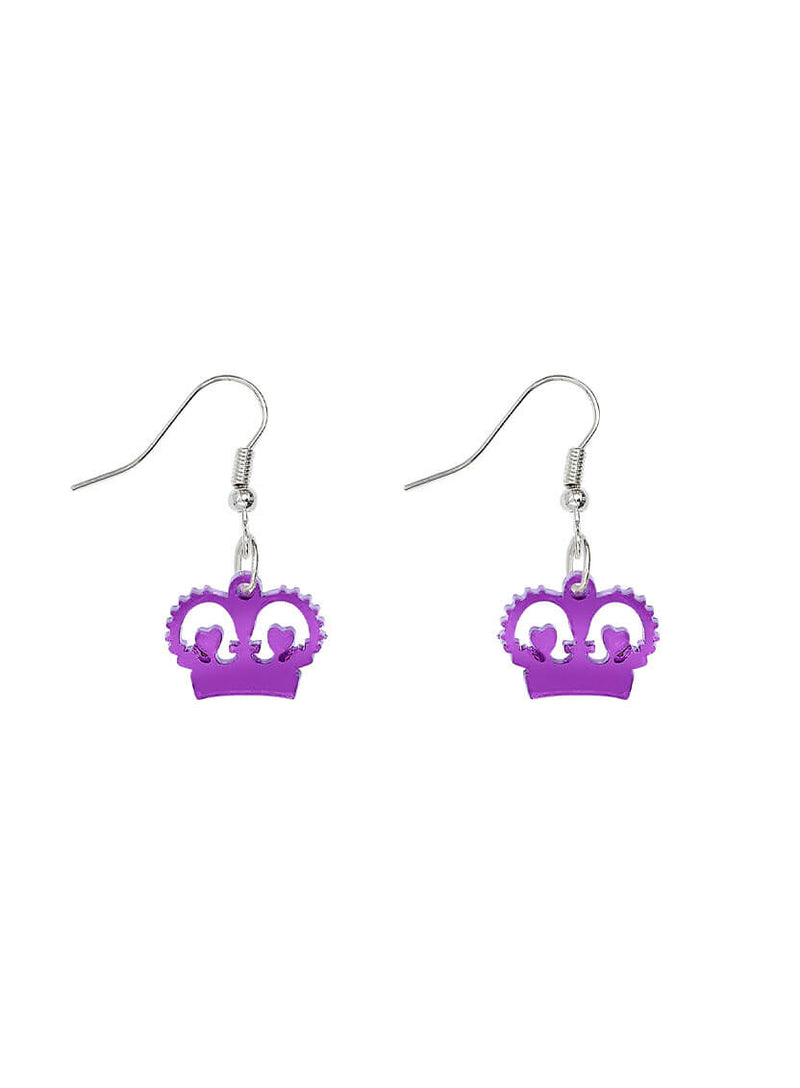 Tatty Devine Crown Charm Earrings Purple Mirror