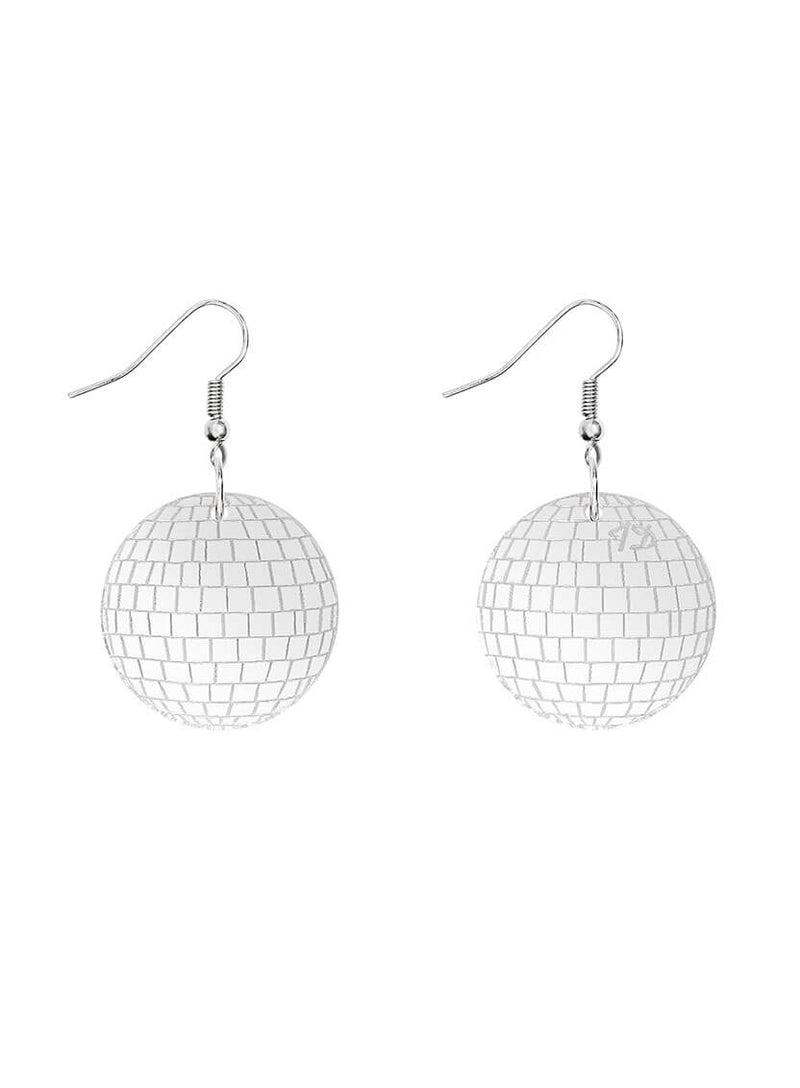 Disco Ball Earrings Silver Mirror