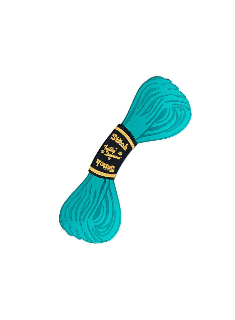 Embroidery Thread Brooch - Teal
