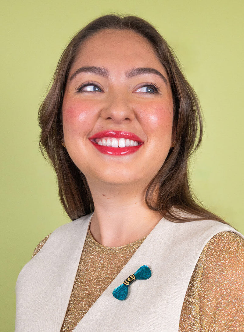 Embroidery Thread Brooch - Teal