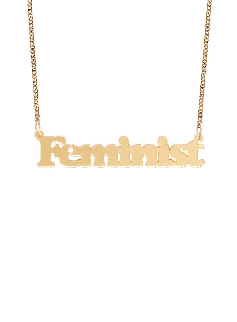 Tatty Devine Feminist Necklace - Gold Mirror
