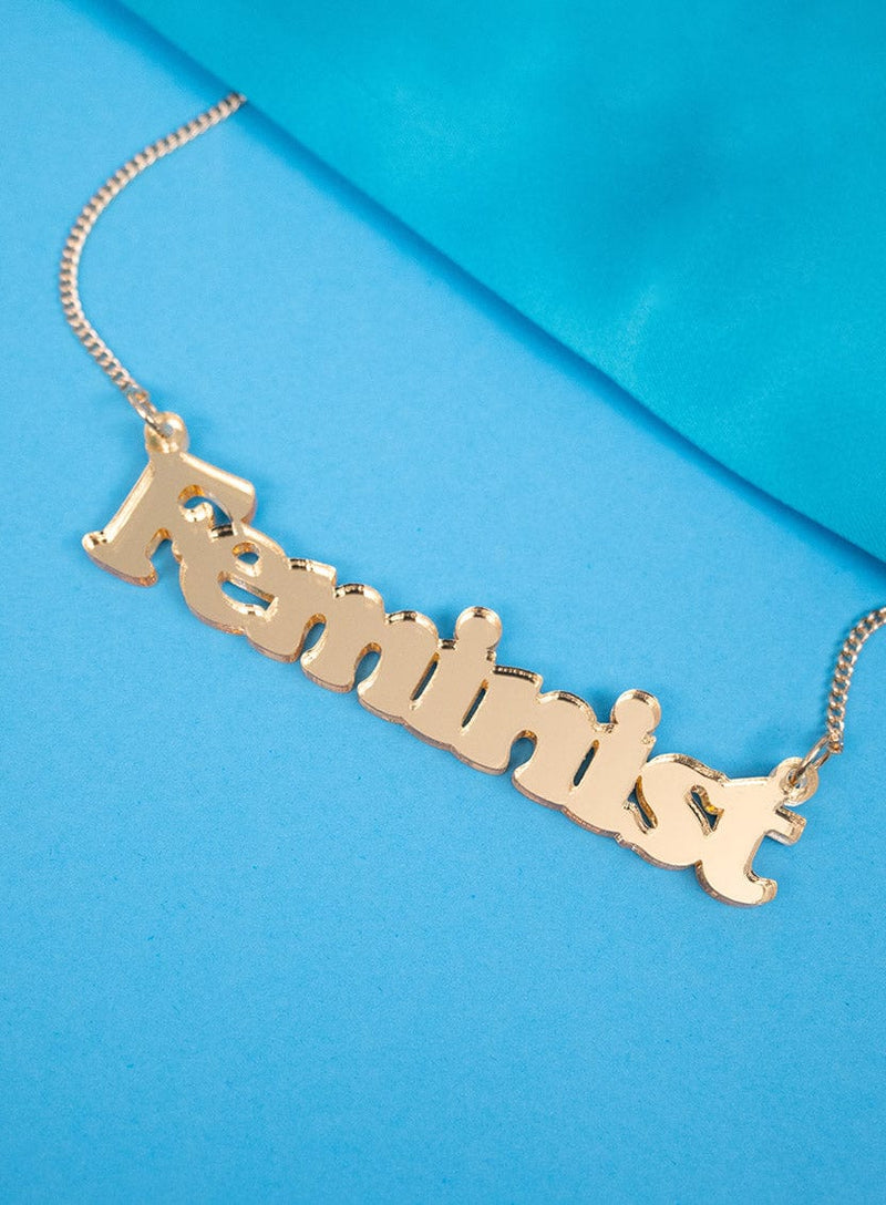 Tatty Devine Feminist Necklace - Gold Mirror