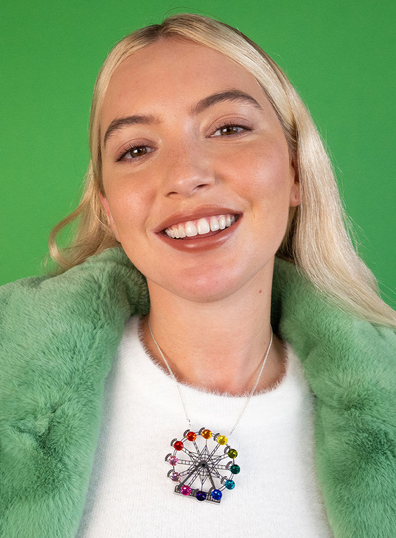 Ferris Wheel Necklace studded with multi coloured crystals