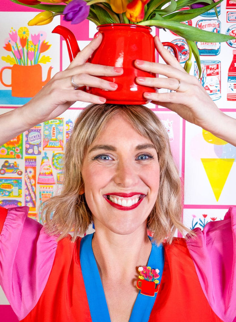 Flower Teapot Brooch The Printed Peanut