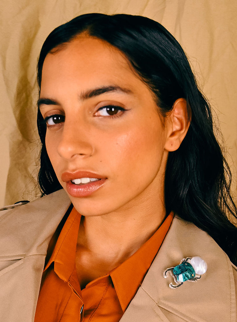 Flying Scarab Beetle Brooch