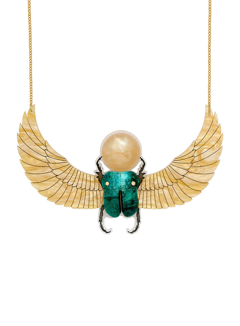 Flying Scarab Beetle Necklace