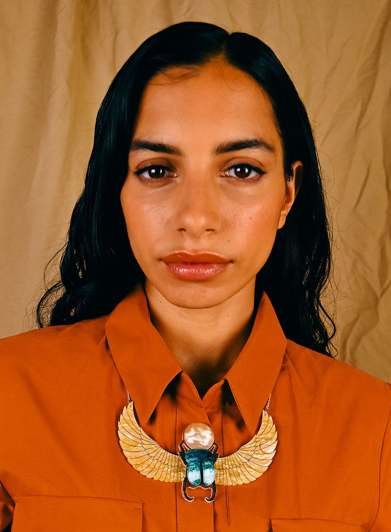 Flying Scarab Beetle Necklace