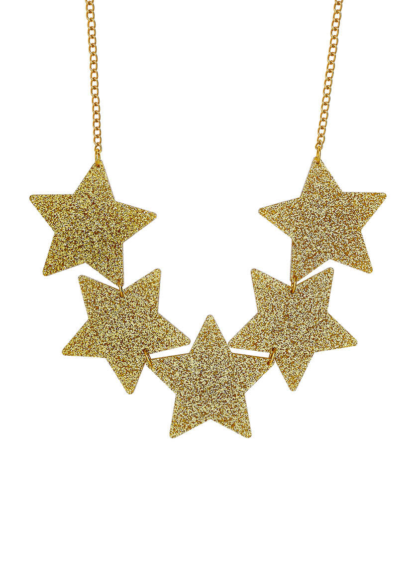 Giant Shooting Star Necklace - Glitter Gold