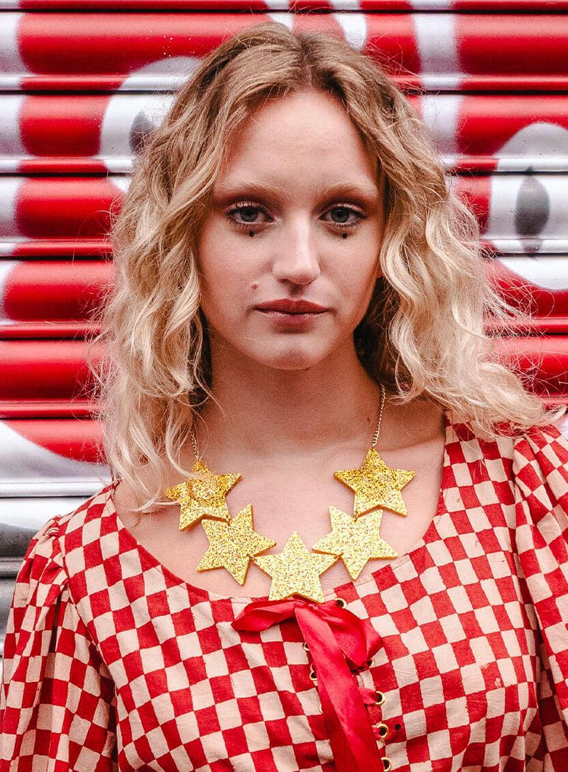 Giant Shooting Star Necklace - Glitter Gold