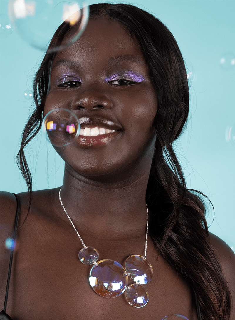 Iridescent Bubbles Necklace picture on a model