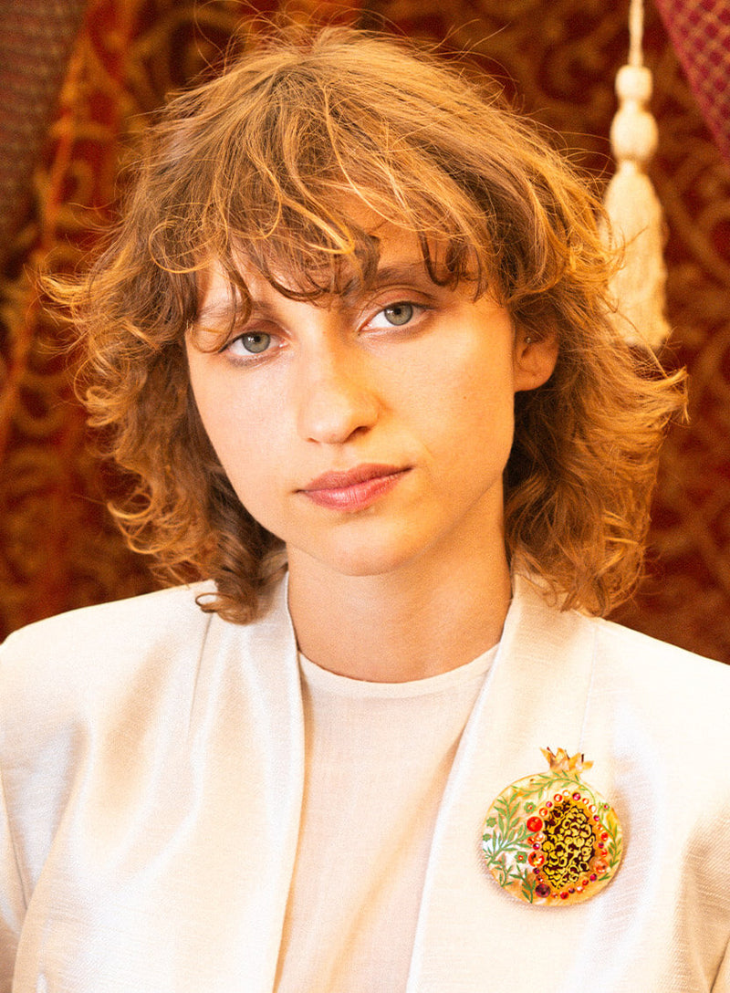 Jewelled Pomegranate Brooch