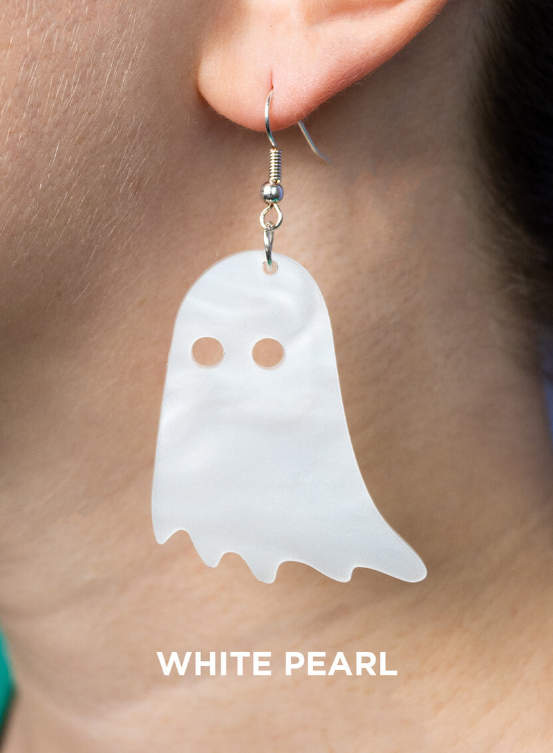 White Pearl Big Ghost Earrings