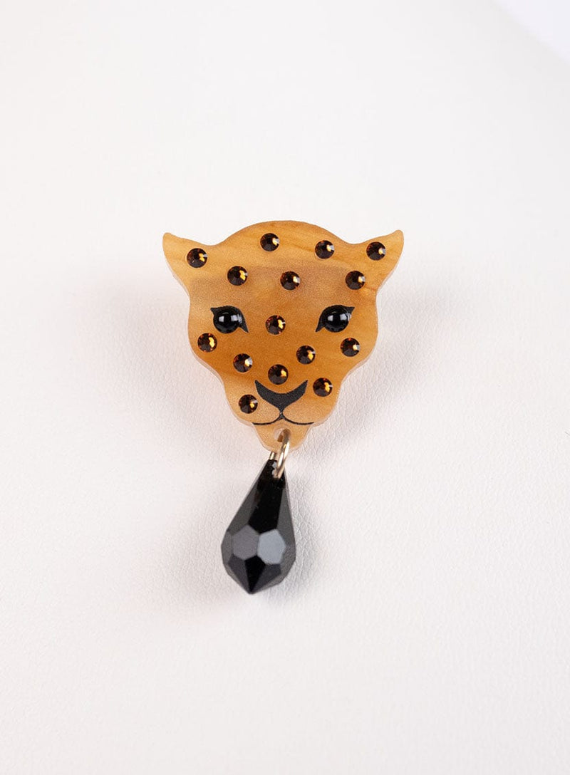 Tatty Devine Leopard Head Small Brooch Caramel