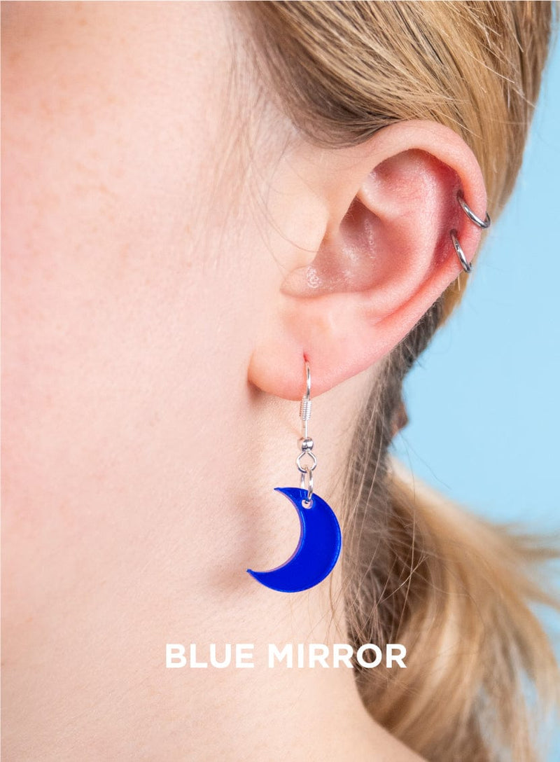 Tatty Devine Moon Charm Earrings Blue Mirror