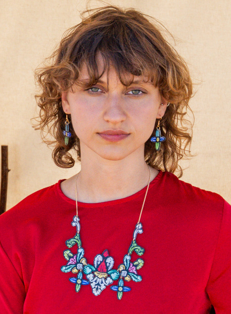 Painted Glass Earrings