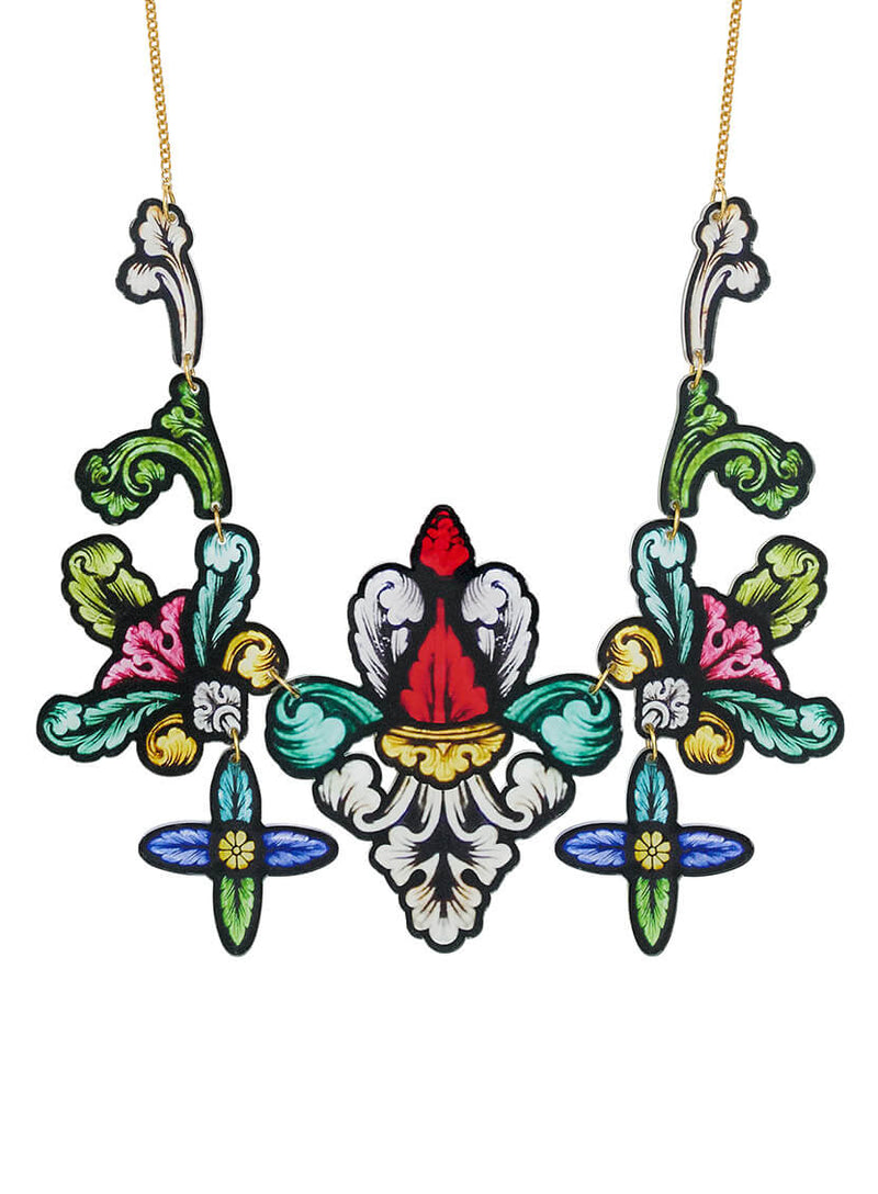 Painted Glass Statement Necklace