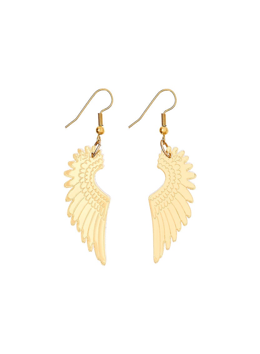 Tatty Devine Pegasus Mini Drop Earrings - Mirror Gold