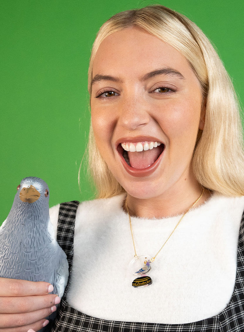London Pigeon Snow Globe Necklace