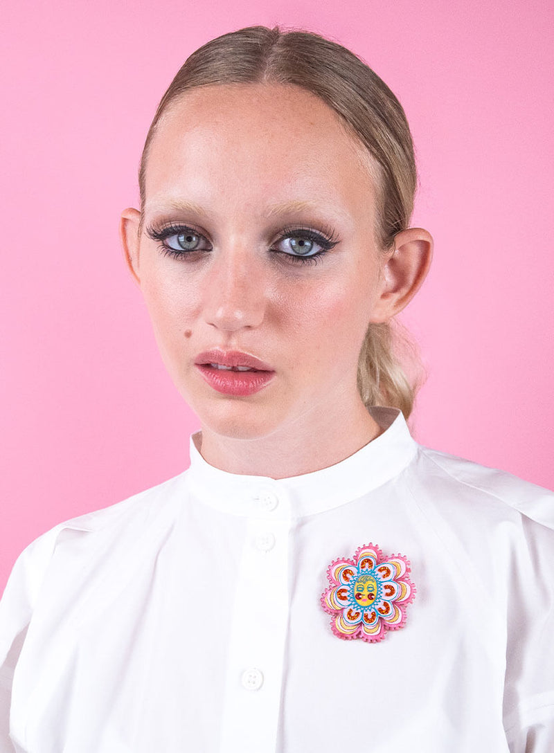 Pink Ancestor Flower Brooch