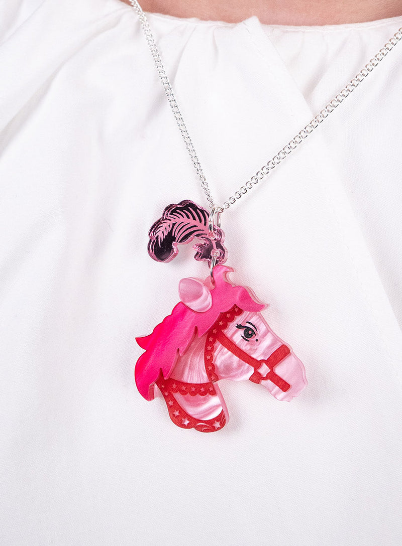 Pink Pony Pendant necklace by Tatty Devine