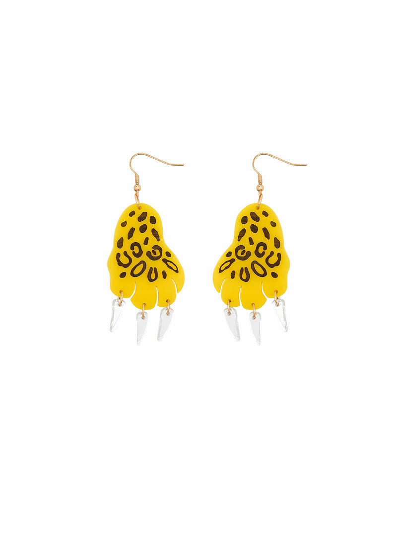 Tatty Devine Pop Leopard Paw Earrings - Yellow