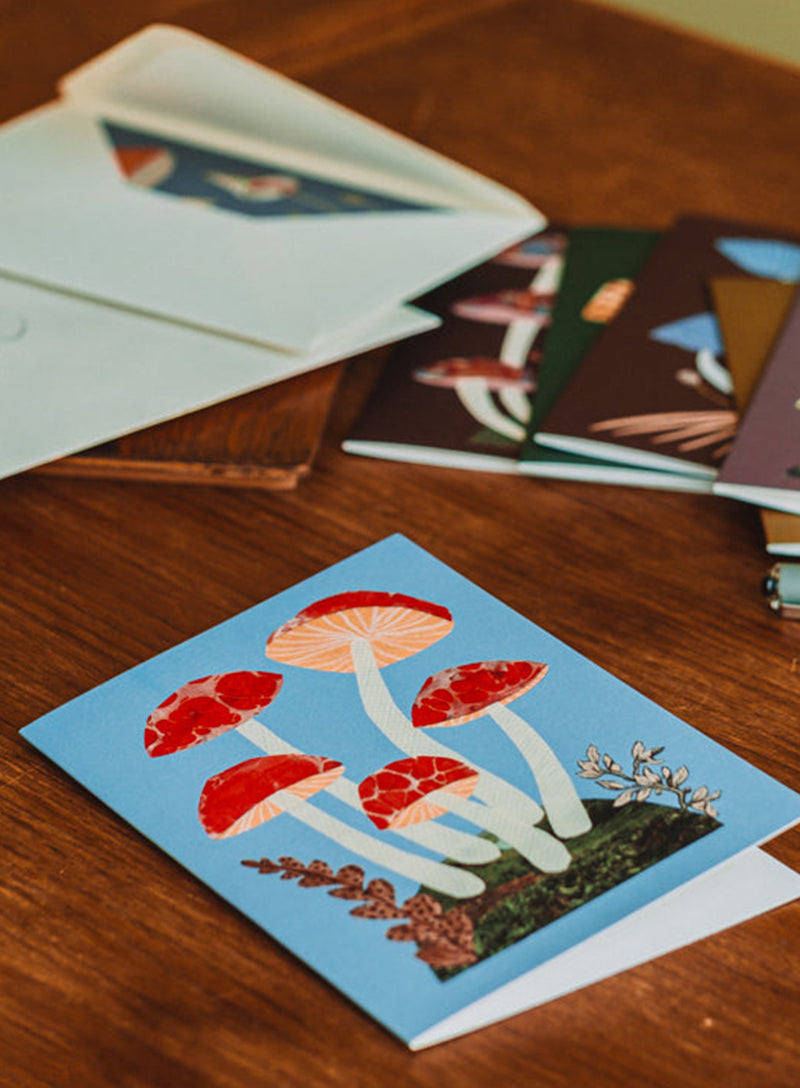 Hadley Red and Blue Mushroom Card
