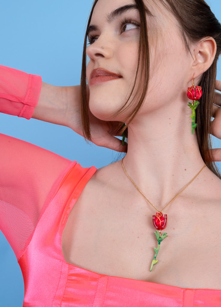 Rose Earrings and Necklace by Tatty Devine