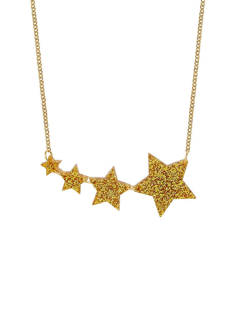 Graduating Shooting Star Necklace in Glitter Gold Acrylic