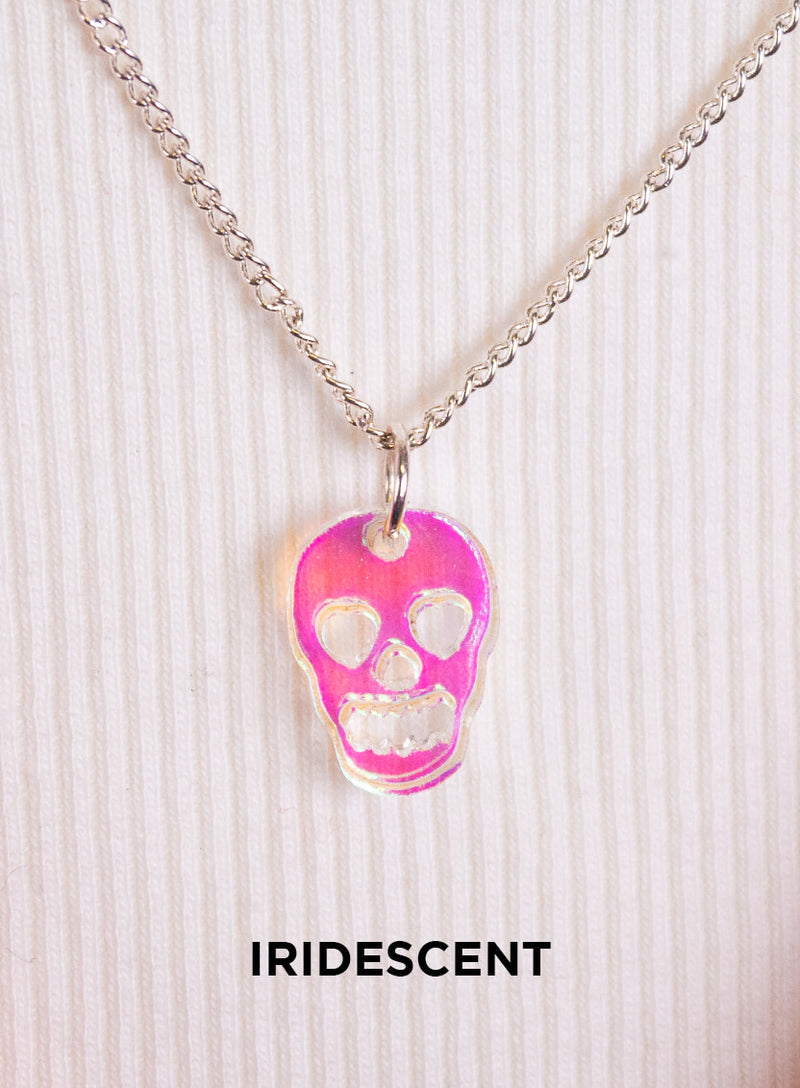 Small Skull Necklace made from Iridescent acrylic
