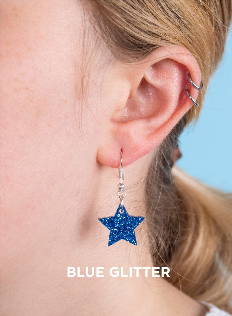 Tatty Devine Star Charm Earrings Blue Glitter