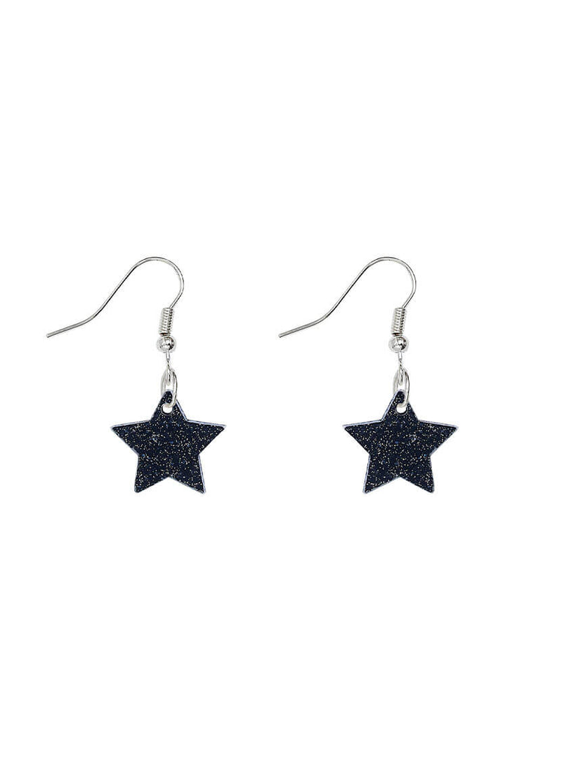 Tatty Devine Star Charm Earrings Black Glitter