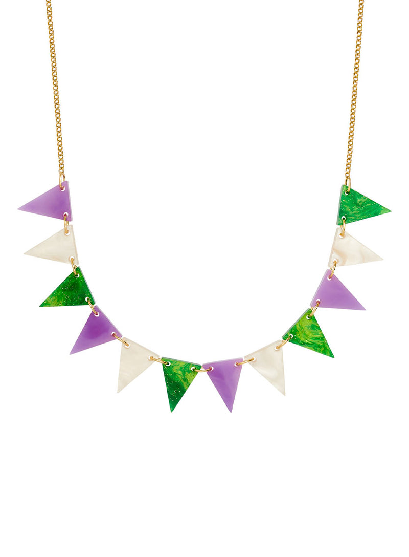 Suffragette Bunting Necklace - Pearl