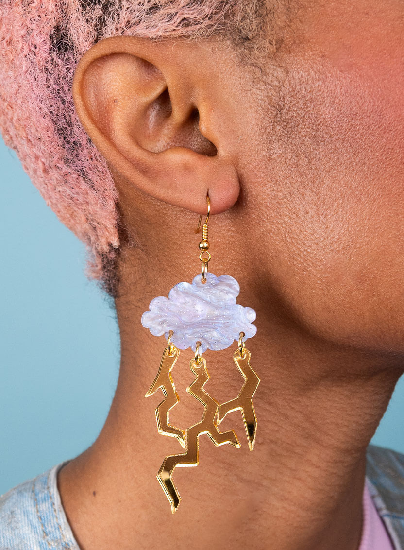 Thunderstorm Cloud & Lightning Bolt Earrings