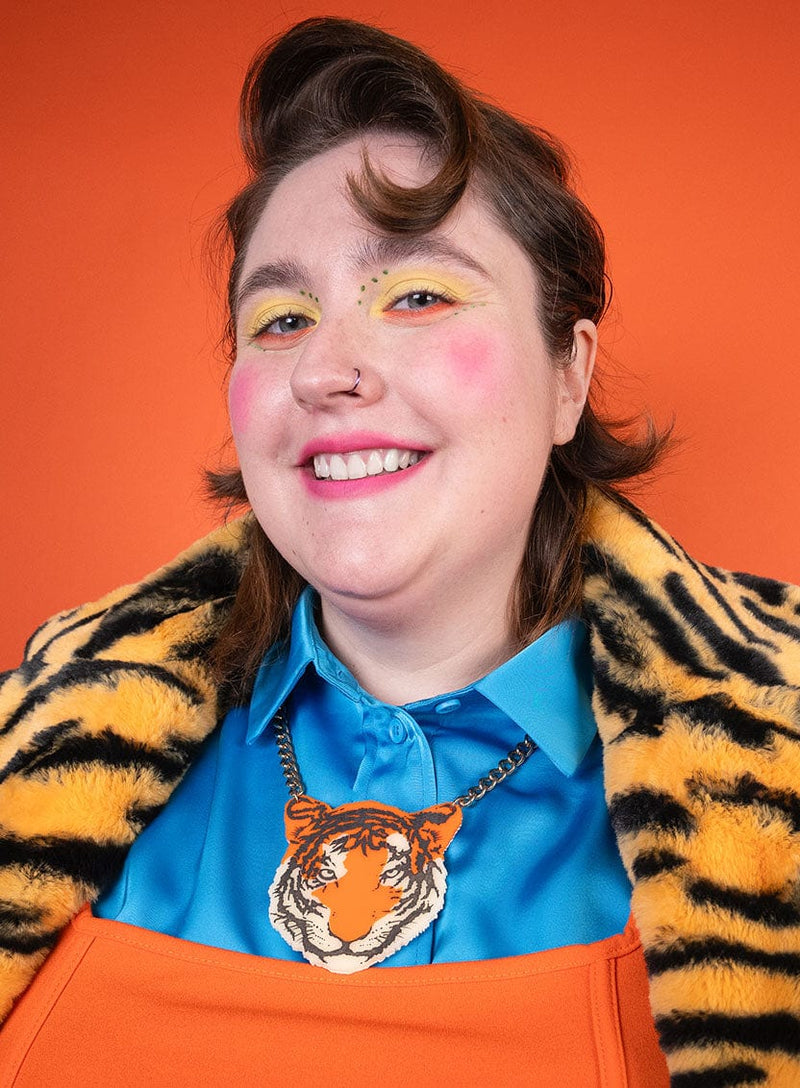 Statement Tiger Necklace made from Orange Recycled Acrylic
