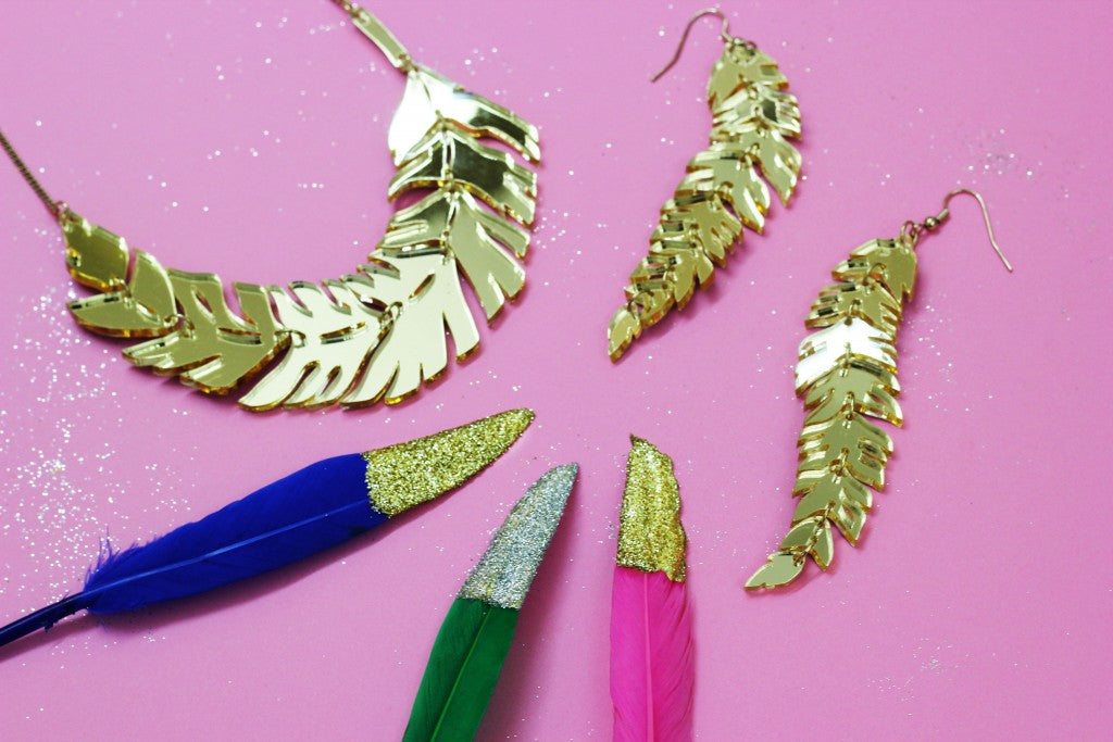 Glitter Dipped Feather Decorations