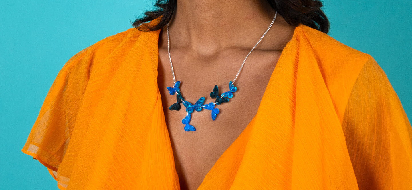 Blue Butterflies Necklace - Jewellery for Summer.