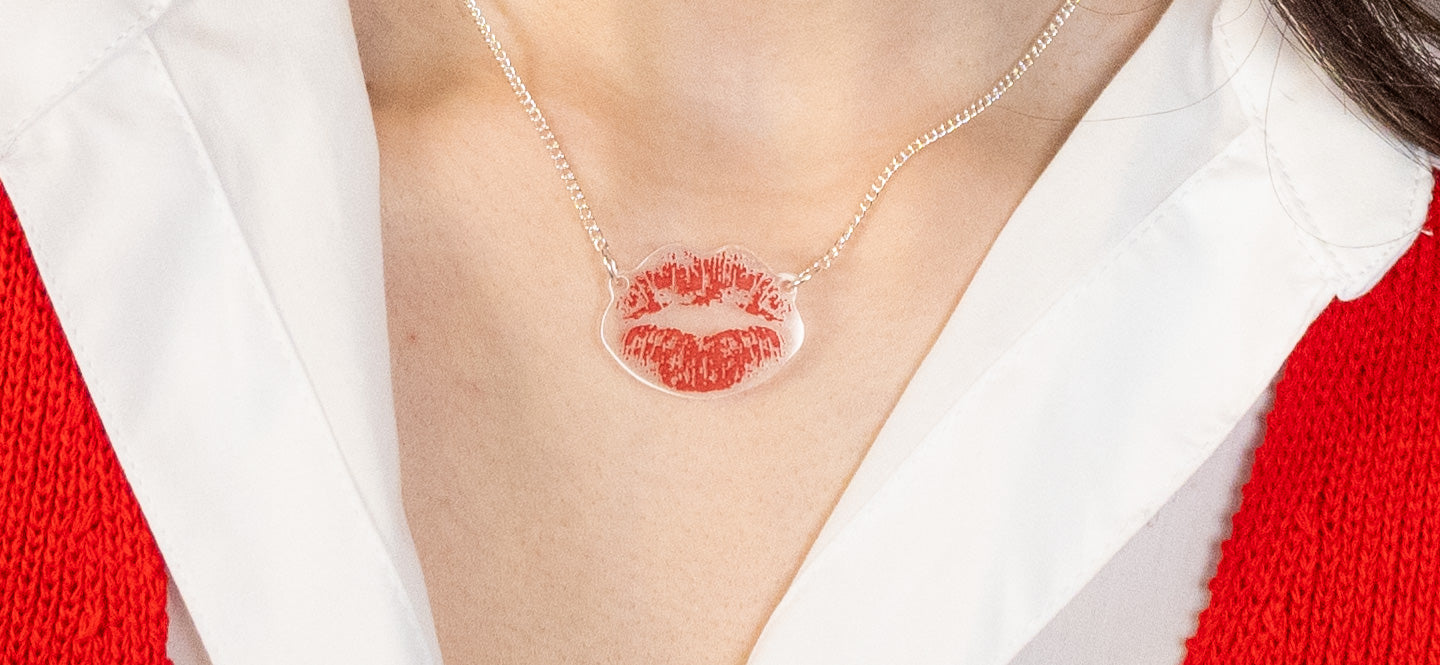 Valentine's Day Tatty Devine acrylic jewellery.