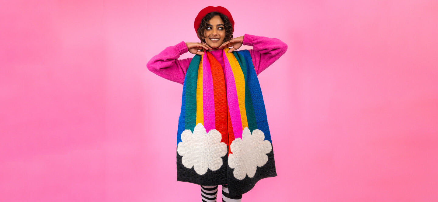 Tatty Devine X Miss Pompom Rainbow Scarf