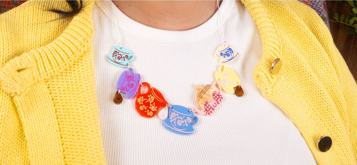 Tea Cosy - Colourful Teapot Link Necklace