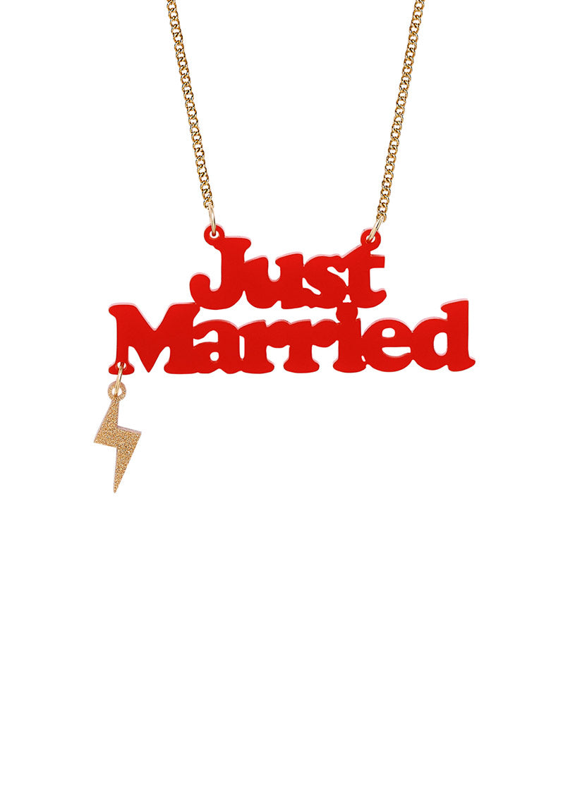 Just Married Necklace - Recycled Red
