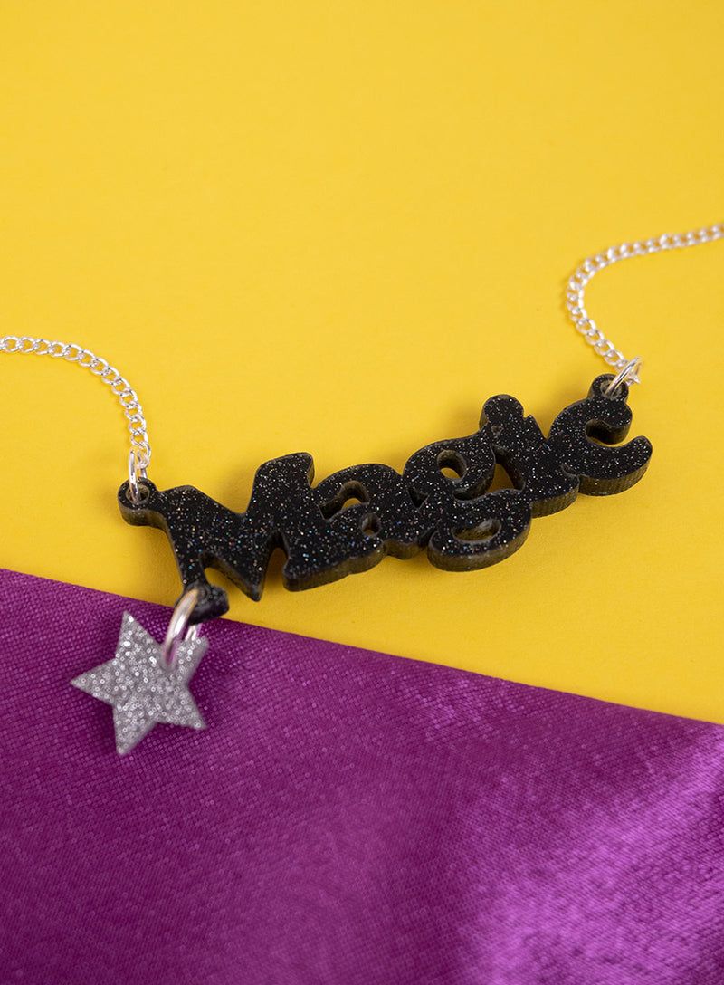 Magic Necklace - Black Glitter