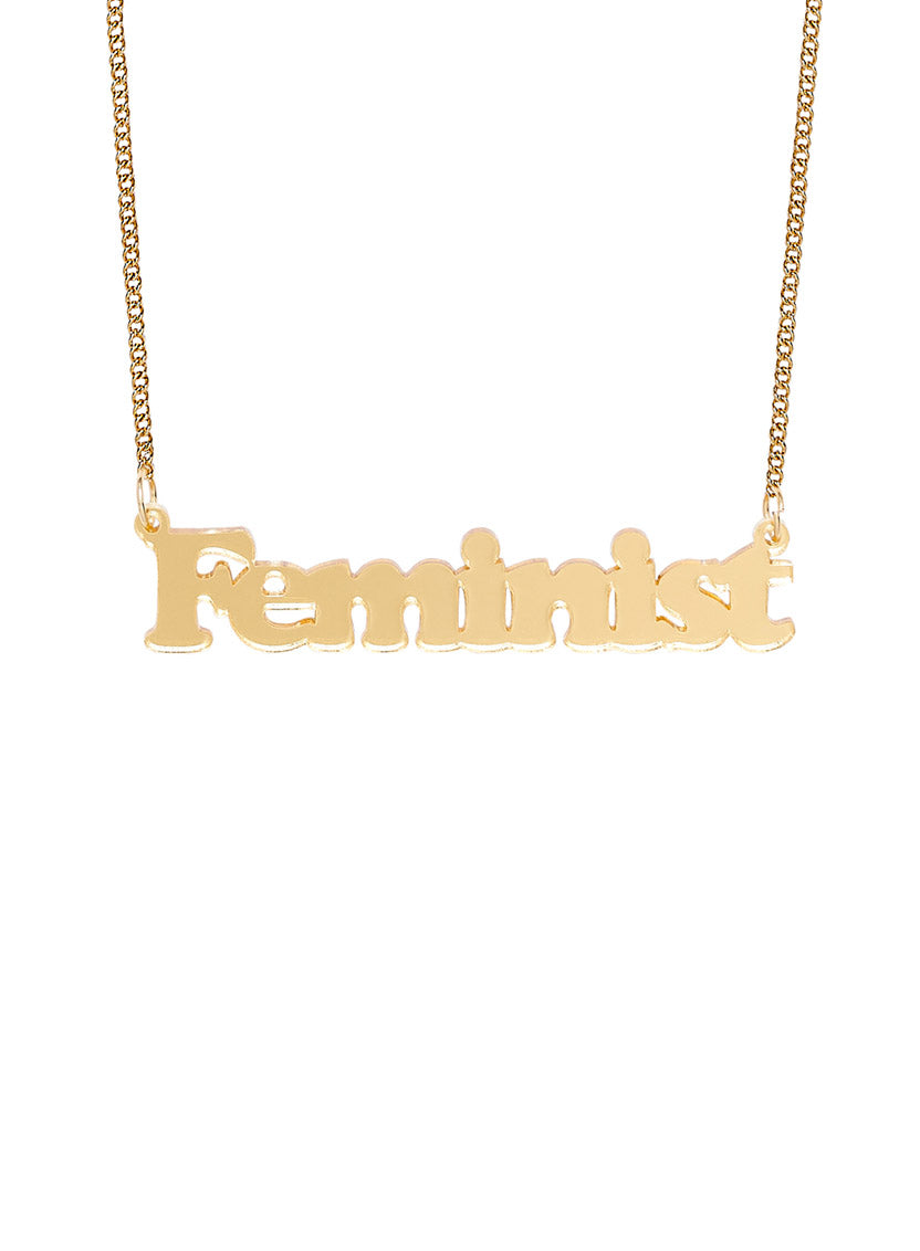 Feminist Necklace - Gold Mirror