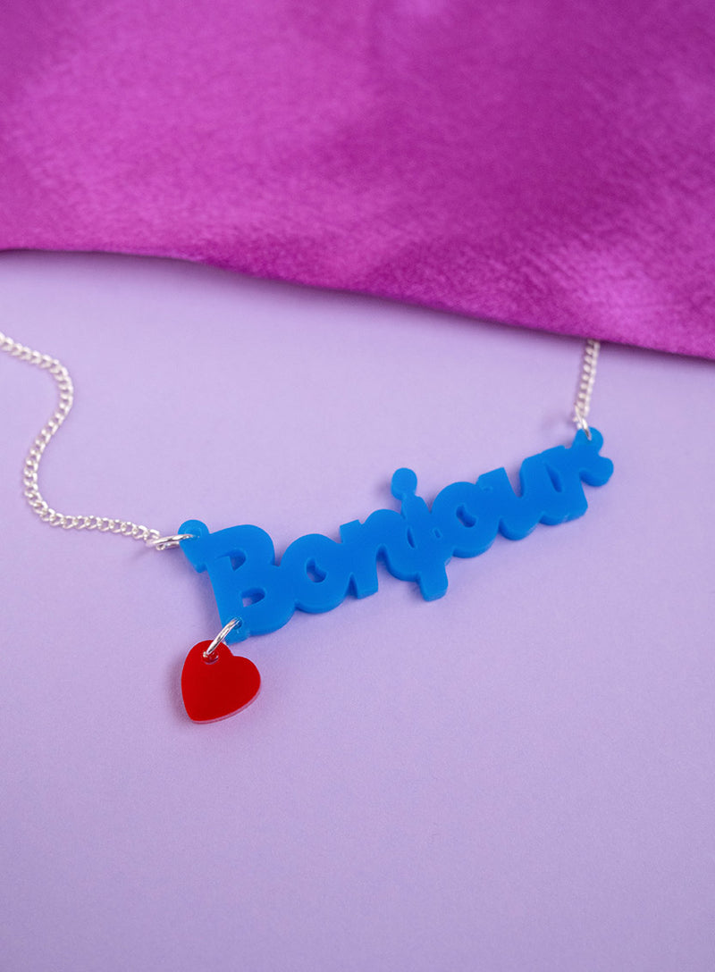 Bonjour Necklace - Recycled Blue