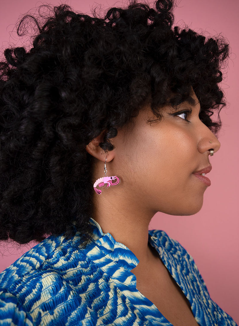 Mini Prawn Earrings - Pink