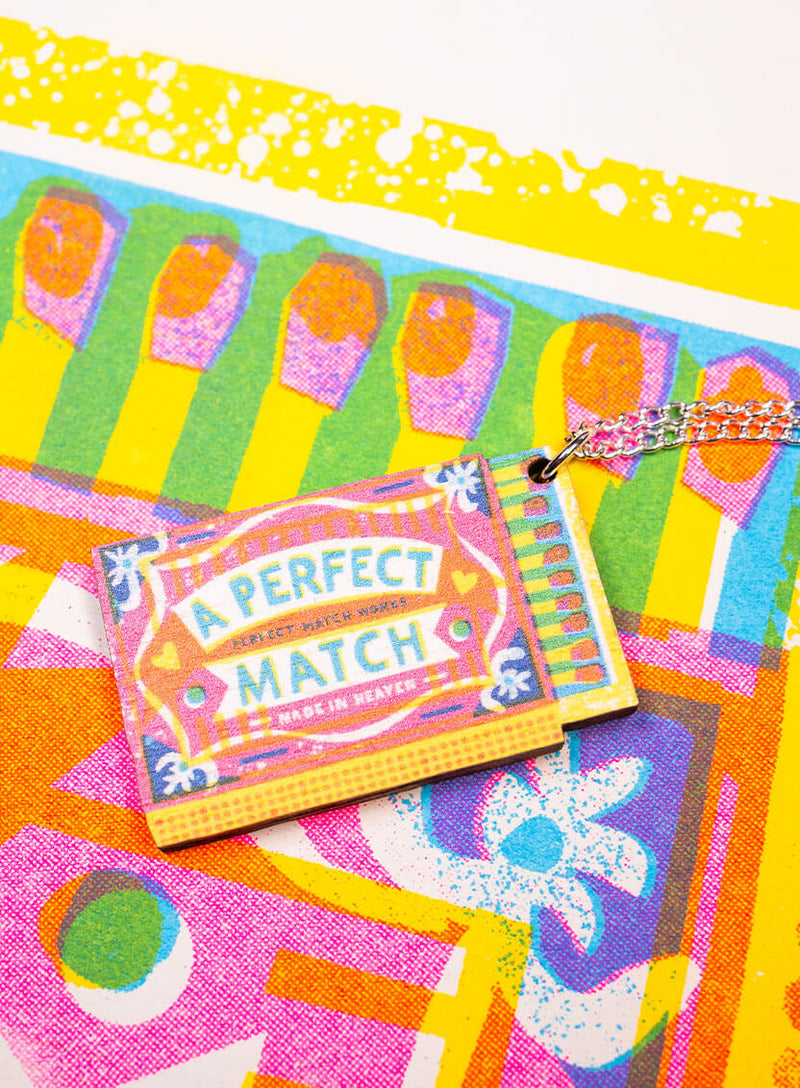 A Perfect Match Box Pendant Necklace