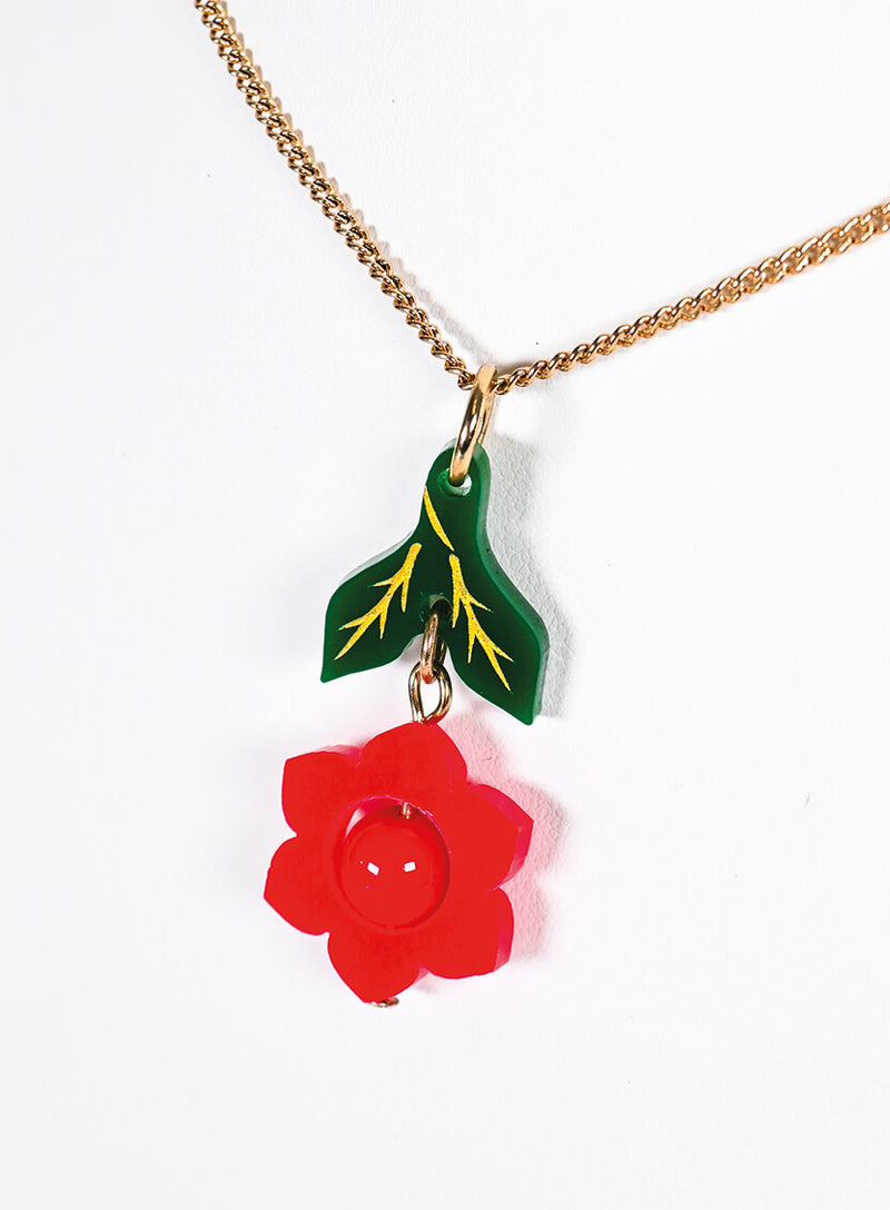 Red Alpine Flower Pendant