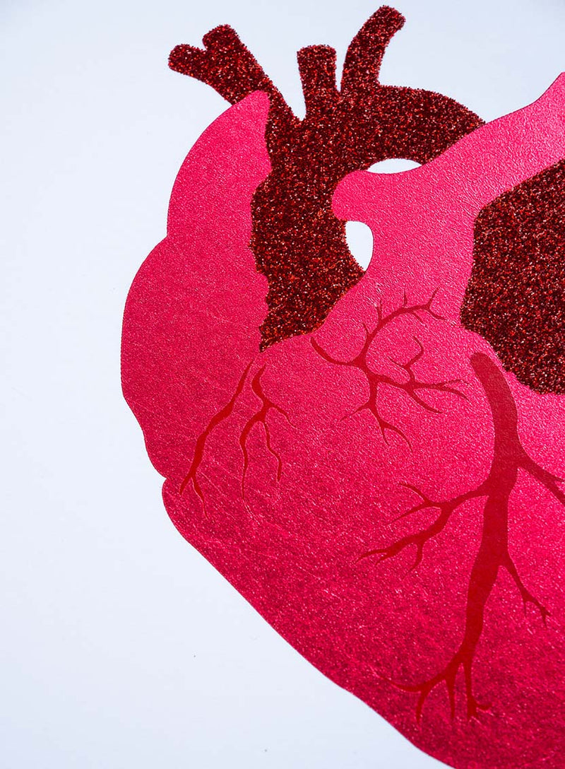 Anatomical Heart Art Print Closeup