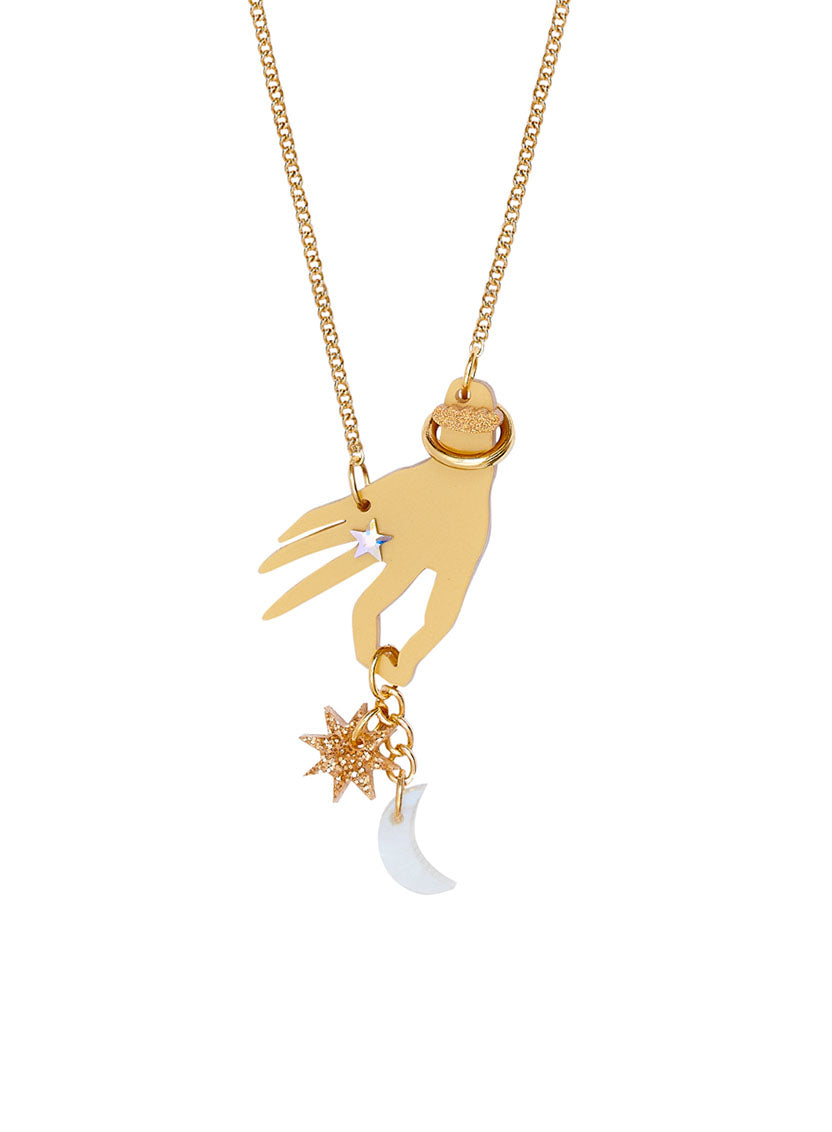 Astrologer's Hand Necklace - Recycled Gold
