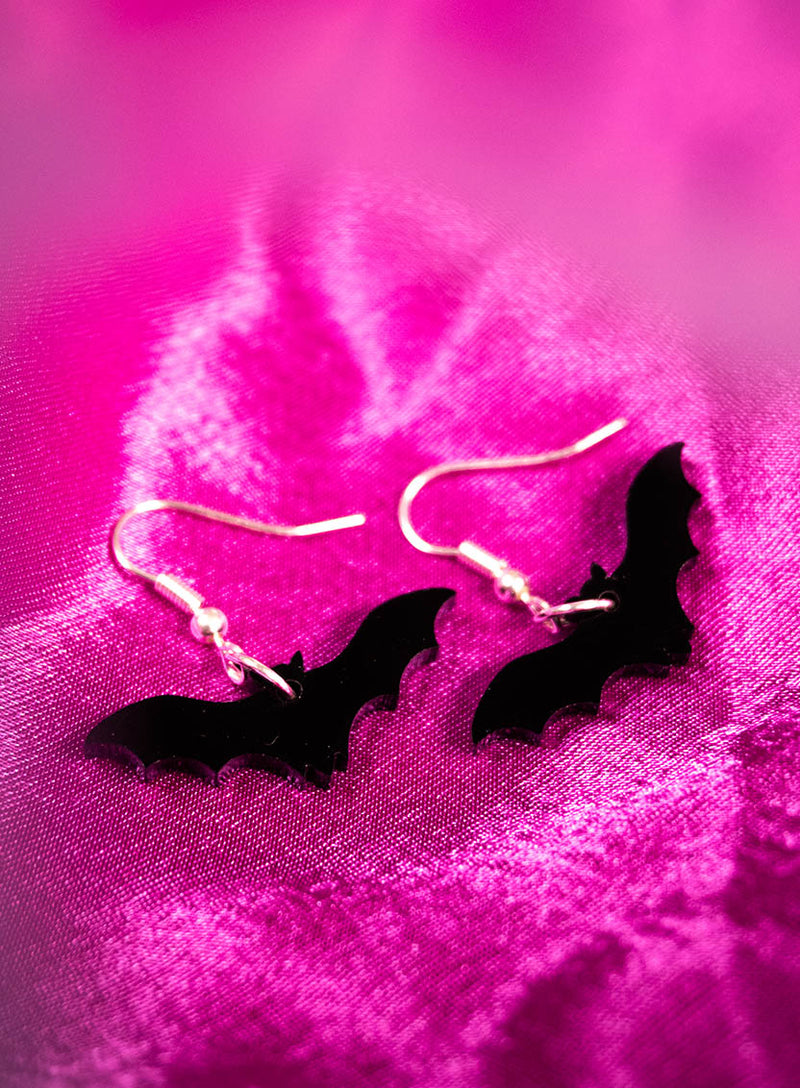 Bat Earrings - Recycled Black