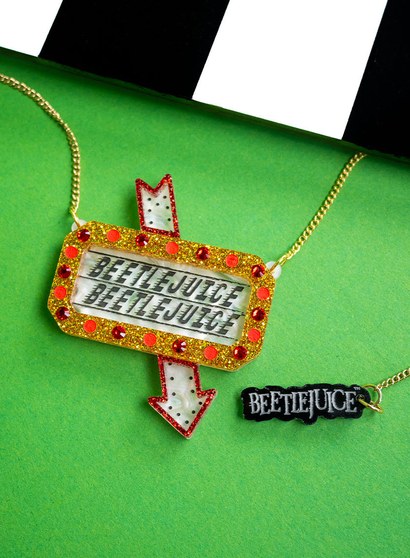 Beetlejuice Beetlejuice Sign Necklace